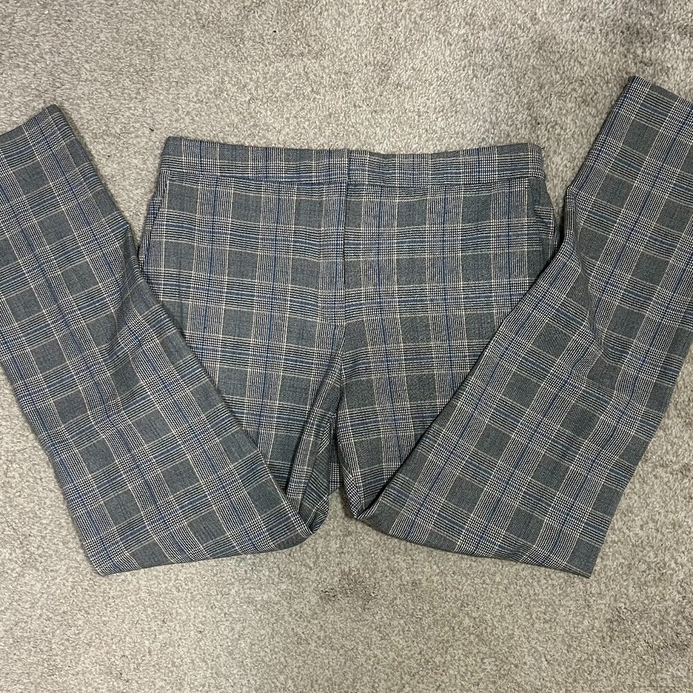 Zara Basic XL Grey Plaid Tapered Ankle Pants